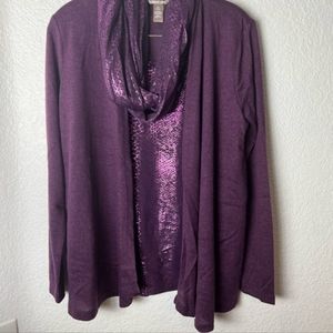 NEW White Stag Purple Heather Cardigan Tank Top with Scarf XLarge NWOT💜💜💜
